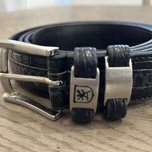 STACY ADAMS Men Belt Black Crocodile Lizard Snake Embossed Leather Size 48